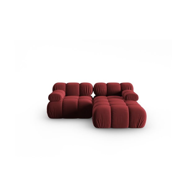 Ъглов диван от червено кадифе (десен ъгъл) Bellis - Micadoni Home