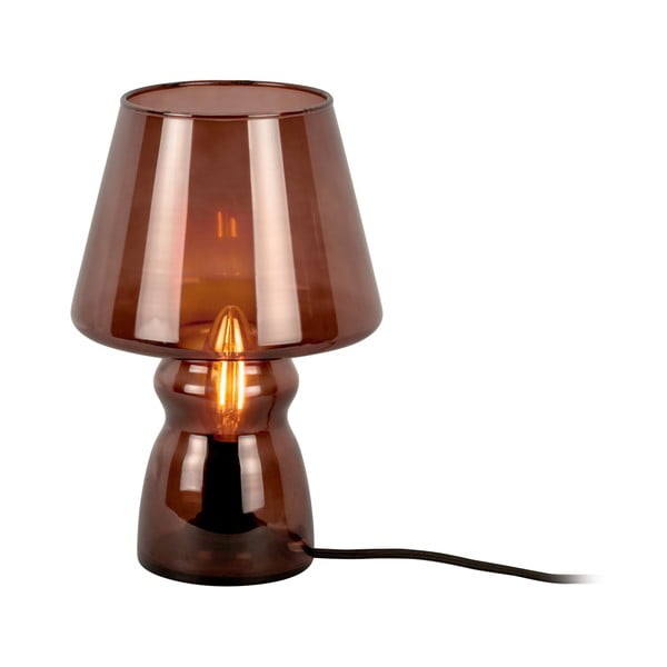 Тъмнокафява стъклена настолна лампа Стъкло, височина 25 cm - Leitmotiv