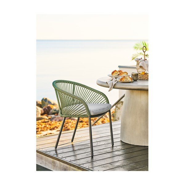 Зелен градински стол метален/подплатен Novella – House Nordic-image-1