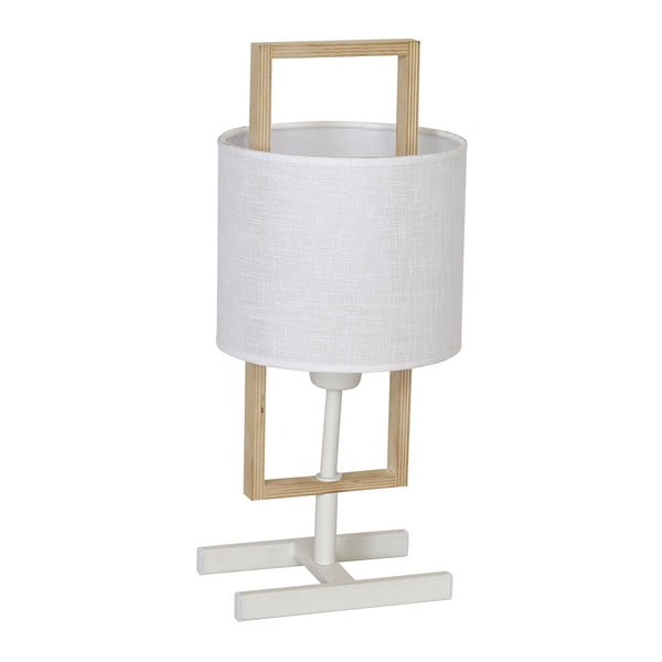Бяла настолна лампа с дървени детайли Sprite White - Glimte