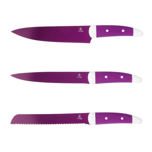 Sada 3 fialových nožů Laguiole Lance