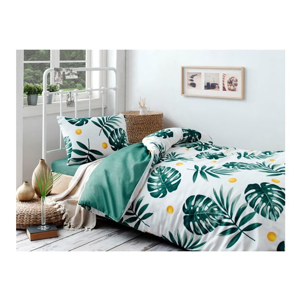 Комплект памучно спално бельо и чаршафи за единично легло Rassido Jungle, 160 x 220 cm - Mijolnir