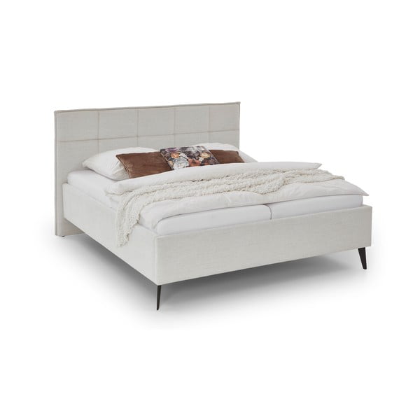 Бежово двойно легло 160x200 cm тапицирано без ламелно дъно Paulo – Meise Möbel-image-4