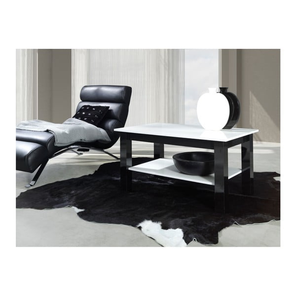 Černobílý konferenční stolek s odkládacím prostorem Maridex Lava