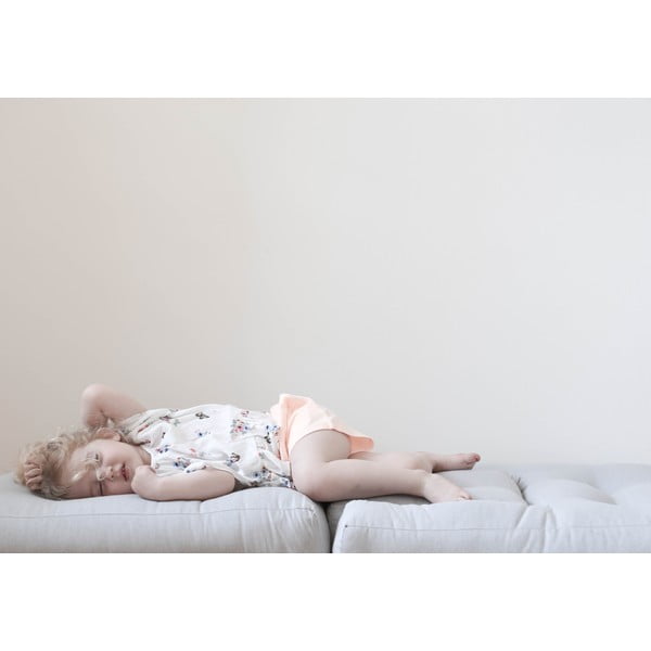 Детски сгъваем фотьойл с табуретка Светлосиньо Mini Cube - Karup Design-image-1