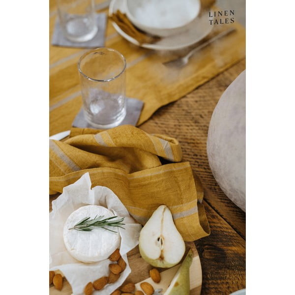 Ленена покривка за маса 140x140 cm Amber Bronze Stripes – Linen Tales-image-3