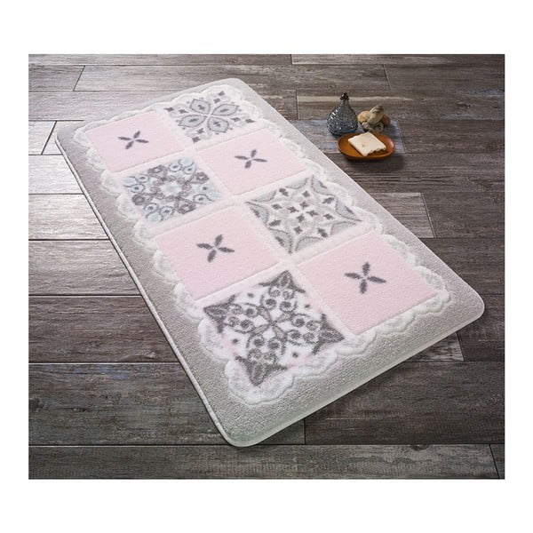 Розово-бяла постелка за баня Confetti Ceramic, 80 x 140 cm - Foutastic