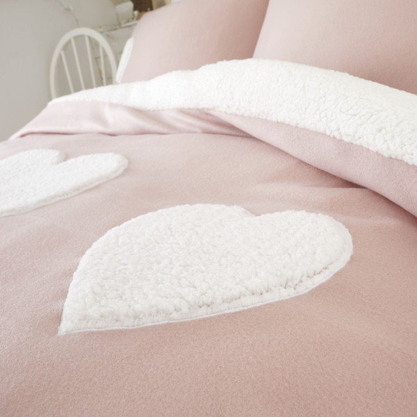 Розово единично  спално бельо 135x200 cm Cosy Heart – Catherine Lansfield-image-2