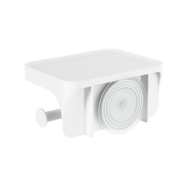 Бяла самозадържаща се поставка за тоалетна хартия, изработена от рециклирана пластмаса Flex Adhesive - Umbra-image-2