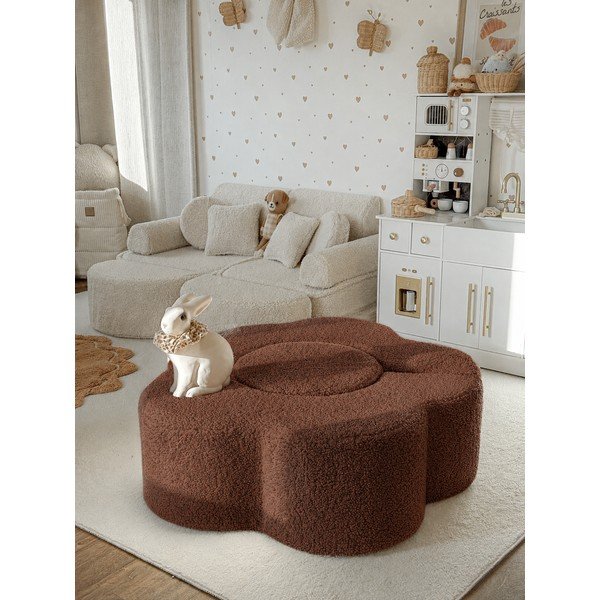 Кафяво игрище от пяна 3 бр. от букле височина 27 cm 88x90 cm – Meowbaby-image-3