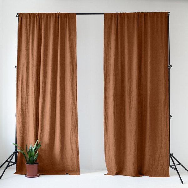 Кафяво ленено перде 140x300 cm Hazelnut – Linen Tales