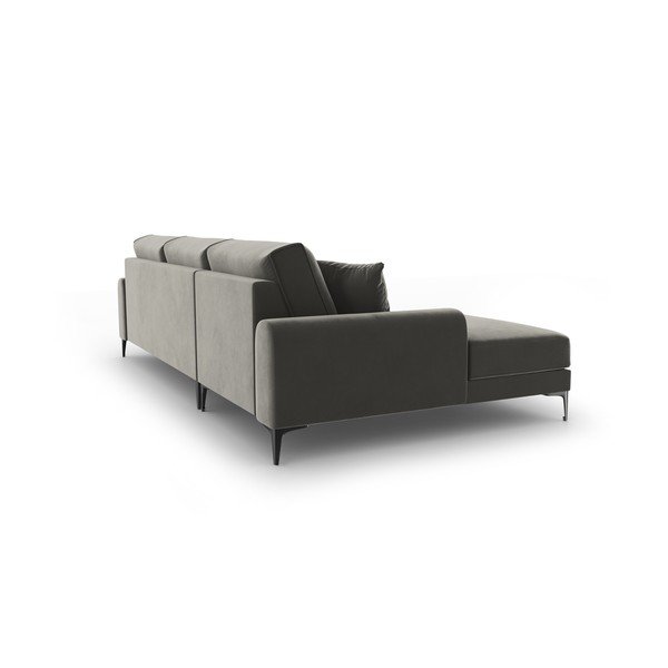Светлосив ъглов диван от кадифе , ляв ъгъл Madara - Mazzini Sofas-image-3