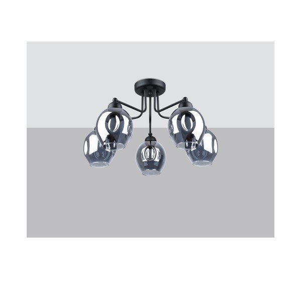 Черно осветително тяло за таван със стъклен абажур 59x59 cm Garten – Sollux-image-2