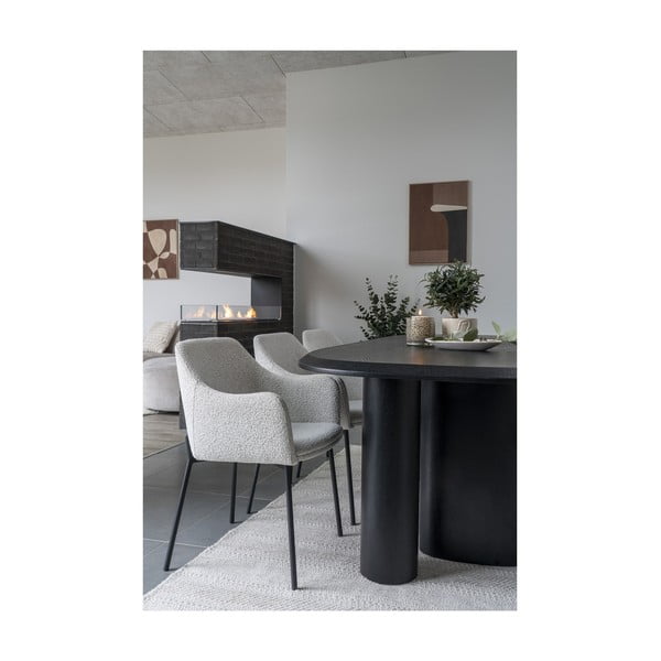 Бял тапициран трапезен стол с подлакътници Melilla – House Nordic-image-2