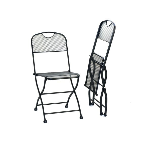 Черен метален градински стол - Rojaplast-image-1