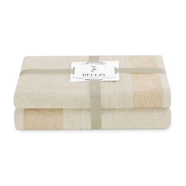 Бежови памучни хавлии и кърпи за баня в комплект от 2 бр. от тери Bellis – AmeliaHome