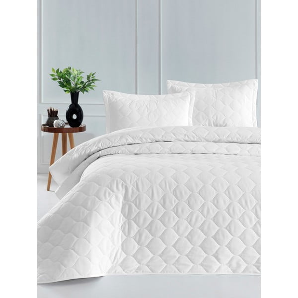 Бяла покривка за легло с 2 калъфки за възглавници от памук Ranforce Fresh, 225 x 240 cm Fresh Color - Mijolnir
