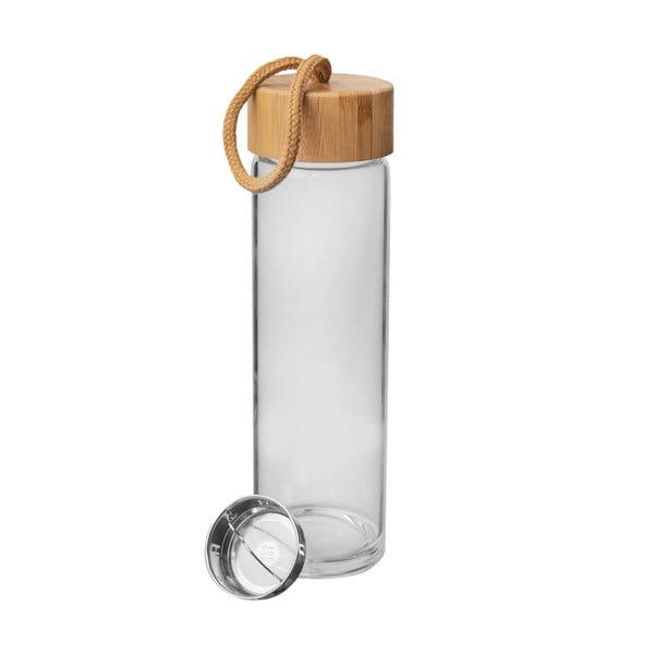 Стъклена бутилка за вода с бамбуков капак , 450 ml - Orion