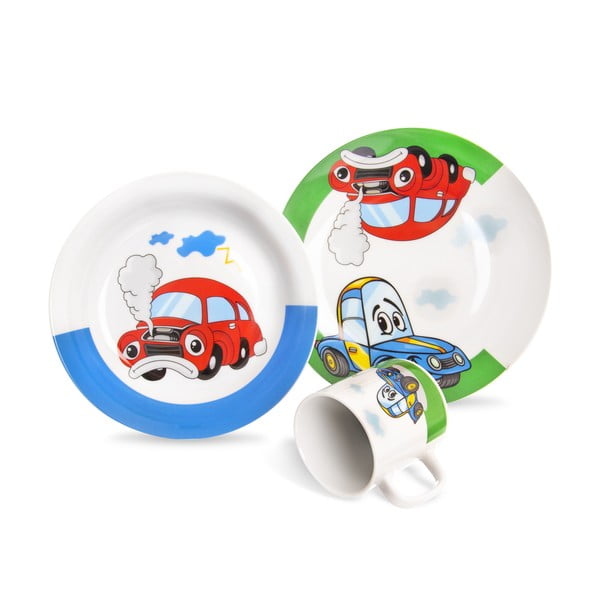 Детски порцеланов комплект за хранене от 3 части Cars - Orion