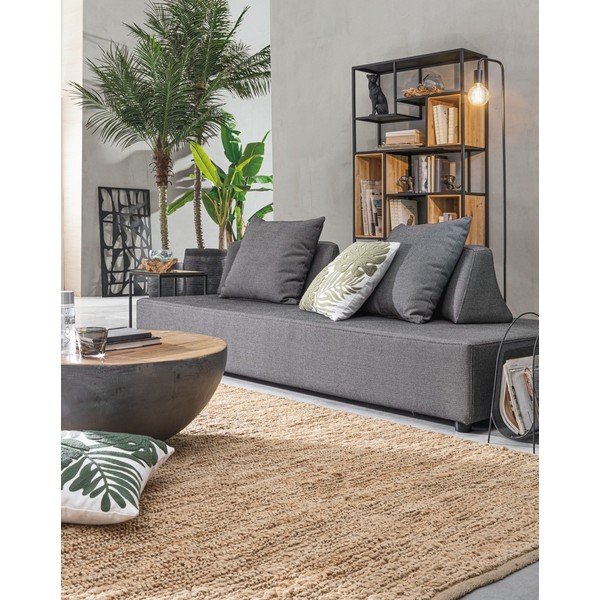 Сива/в естествен цвят метална кръгла масичка за кафе ø 90 cm Lancaster – Bizzotto-image-3