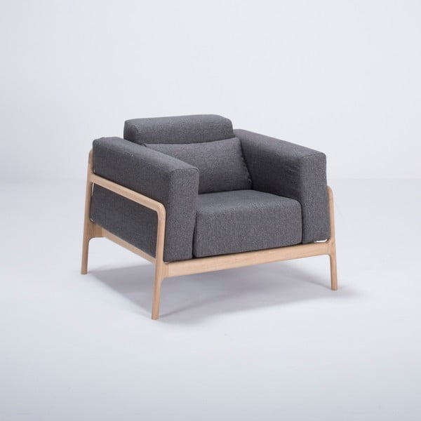 Фотьойл от дъбово дърво с тъмносива текстилна седалка Fawn - Gazzda-image-2