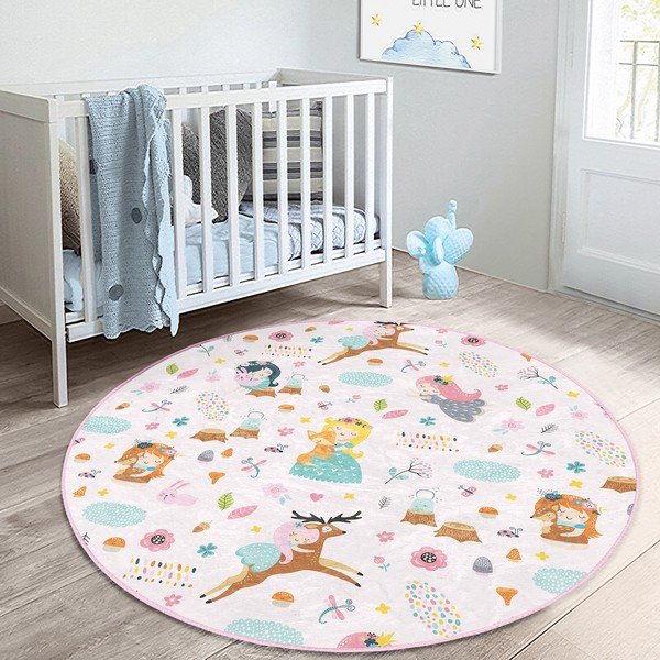 Светлорозов детски килим ø 100 cm Comfort - Mila Home-image-2