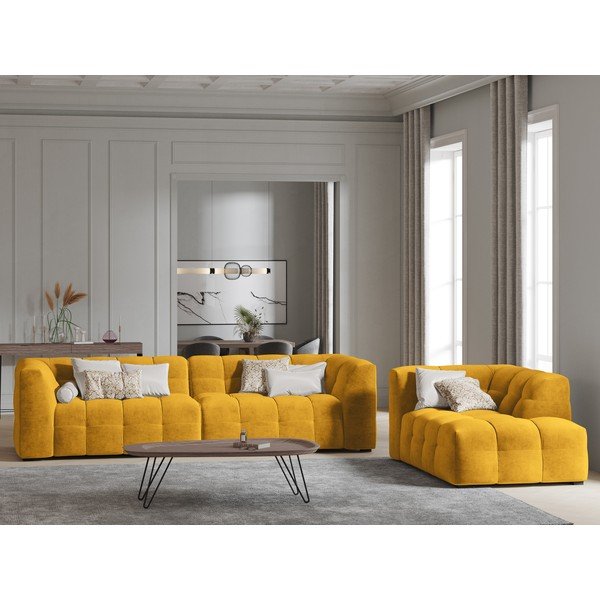Диван от жълто кадифе , 280 см Vesta - Windsor & Co Sofas-image-1