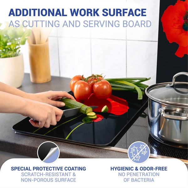 Капаци за печка в комплект от 2 броя от закалено стъкло 52x30 cm Poppy - Maximex-image-3