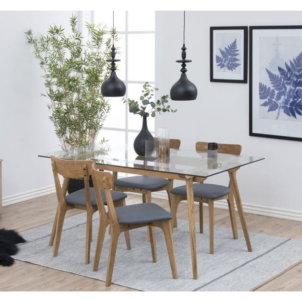 Сиви/в естествен цвят тапицирани трапезни столове в комплект 2 бр. Taxi – Actona-image-1