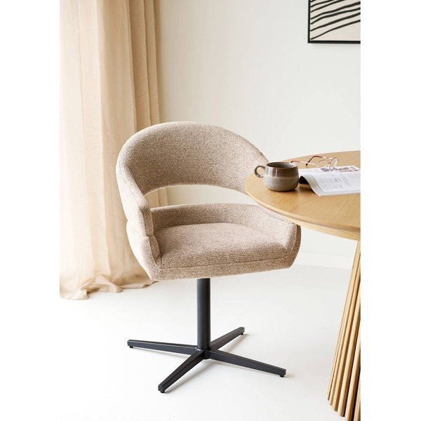 Бежов тапициран трапезен стол с подлакътници Dover – House Nordic-image-1