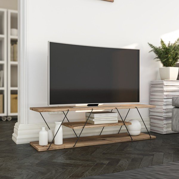 Маса за телевизор от декор от орех в естествен цвят 120x33 cm Canaz – Kalune Design-image-3