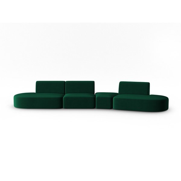 Зелен кадифен диван с десен ъгъл 428 cm Paolo – Milo Casa