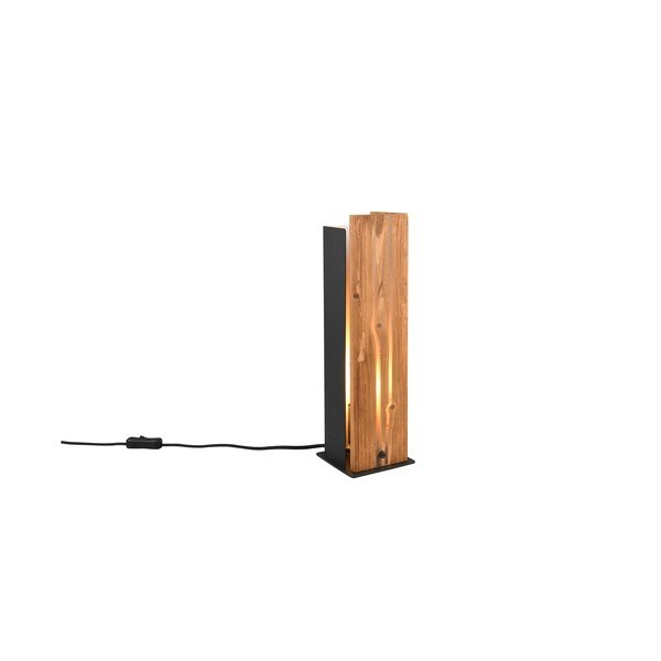 Черна и естествена настолна лампа с дървен абажур (височина 40 cm) Karuni – Trio-image-4