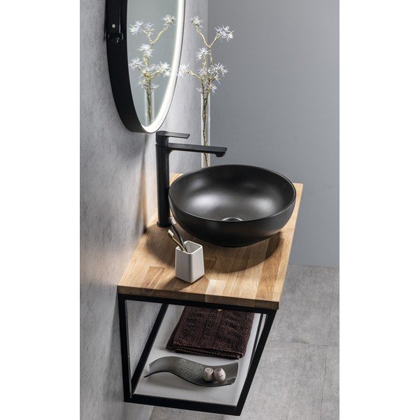 Матово-черна стояща батерия за мивка Pax – Sapho-image-3