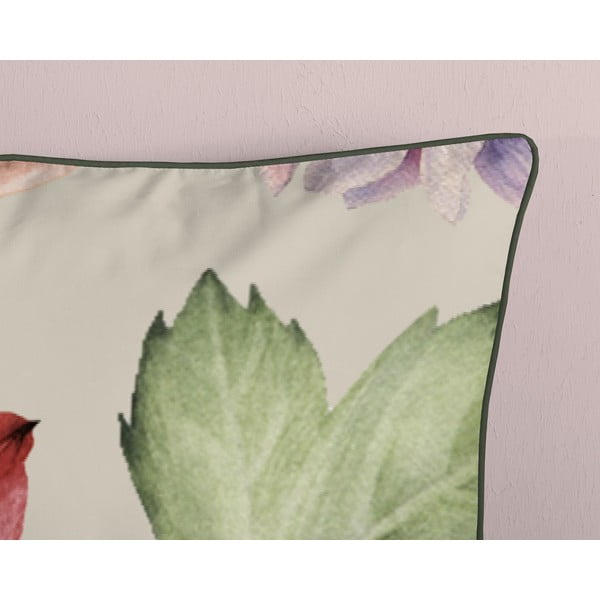 Бежово единично удължено спално бельо от памучен сатен 140x220 cm Fiori – Descanso-image-3