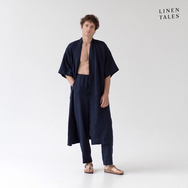Тъмносин ленен халат размер S/M Summer - Linen Tales-image-4