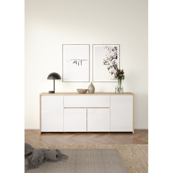 Скрин от дъбов декор в бял и естествен цвят 197x84x48 cm Next – Tvilum-image-1