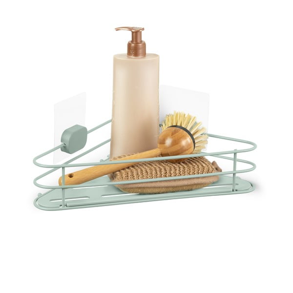 Зелен ъглов самоносещ метален рафт за баня Grena - Compactor-image-3