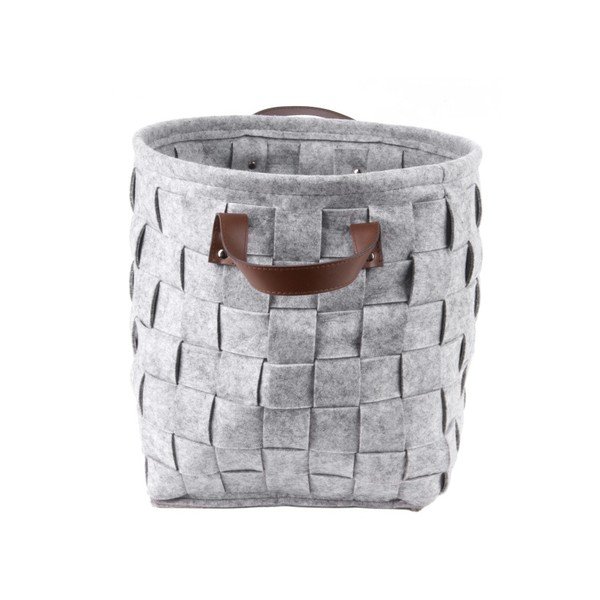 Šedý úložný koš s koženými úchyty PT LIVING Storage, ⌀ 34 cm-image-1