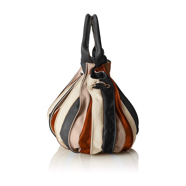 Карамелено кафяво-черна кожена чанта Jenn - Chicca Borse-image-1