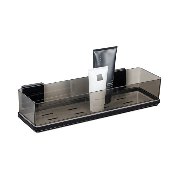 Черен самозалепващ пластмасов рафт за баня Quadro – Wenko-image-3