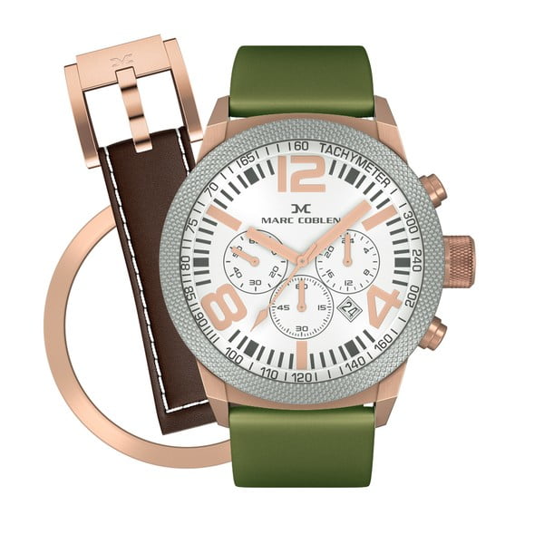 Unisex hodinky Marc Coblen s páskem a kroužkem navíc P89