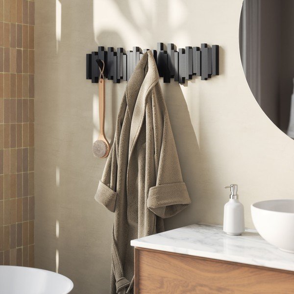Черна пластмасова стенна закачалка 72 cm Sticks – Umbra-image-2