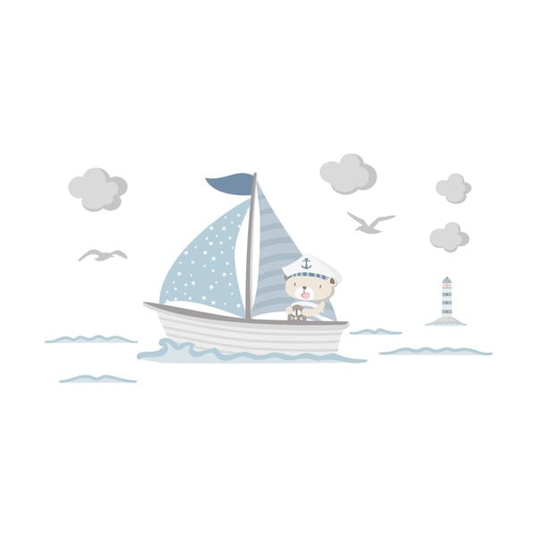 Сини детски стикери за стена Captain Teddy - Ambiance-image-2