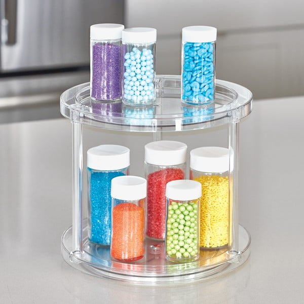 IDesign The Home Edit кръгла въртяща се двуетажна поставка за контейнери, ⌀ 24,1 cm - iDesign/The Home Edit-image-1