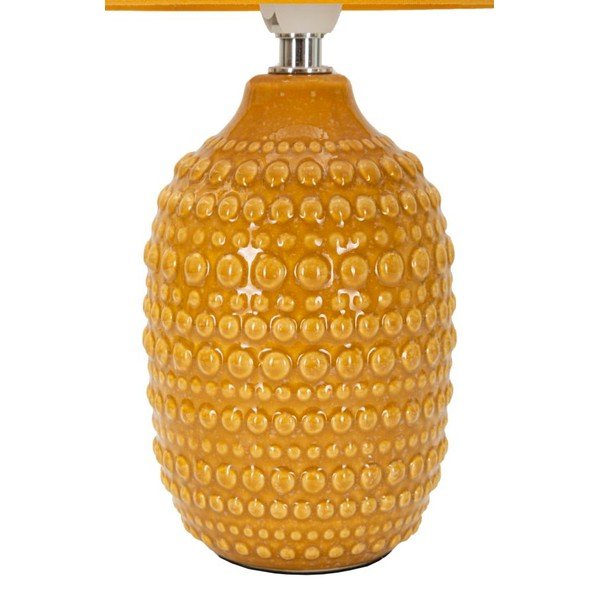 Керамична настолна лампа в цвят горчица с текстилен абажур (височина 30,5 cm) Points – Mauro Ferretti-image-3