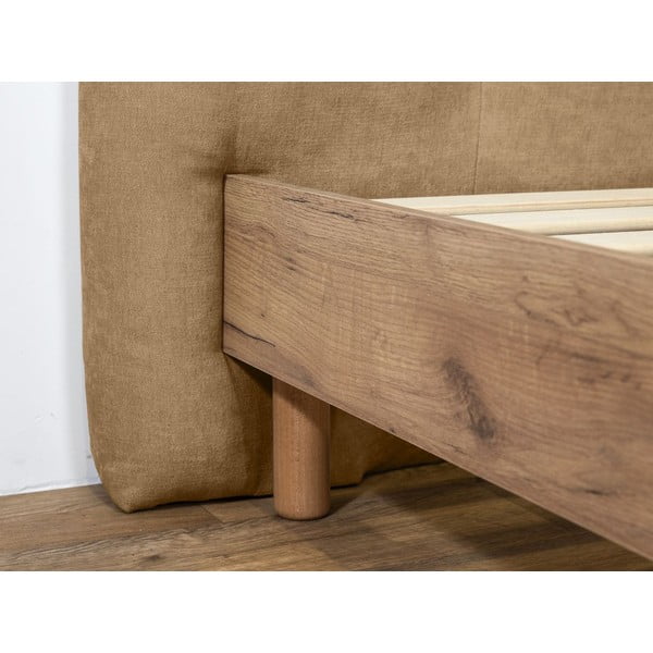 Бежово двойно тапицирано легло с включена подматрачна рамка 140x190 cm Kumo – Bobochic Paris-image-4