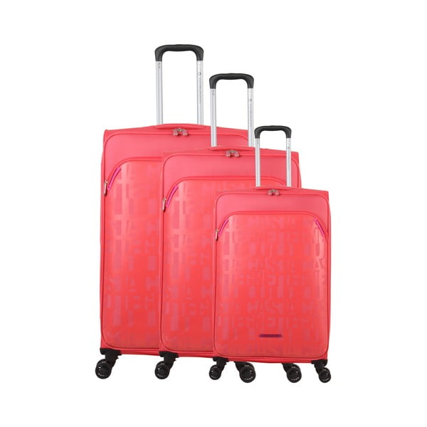 Комплект от 3 розови багажа на 4 колела Lulucastagnette Bellatrice - LULUCASTAGNETTE