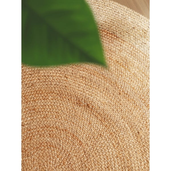 Двустранен ръчно изработен ютен кръгъл килим в естествен цвят ø 100 cm Jutta Gold – Hanse Home-image-3