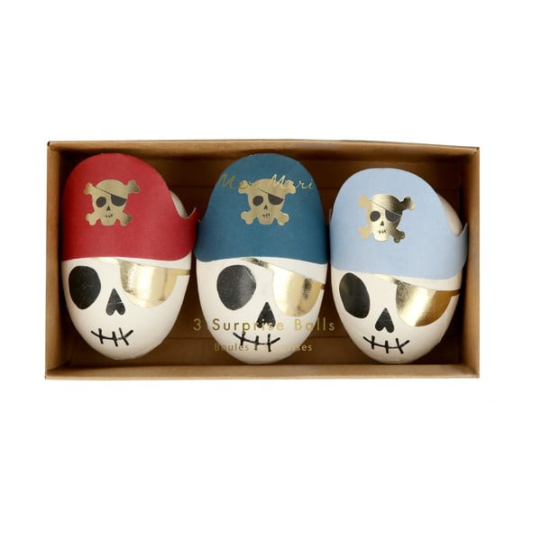 Парти аксесоари в комплект от 3 бр. Pirate Skulls Surprise Balls – Meri Meri